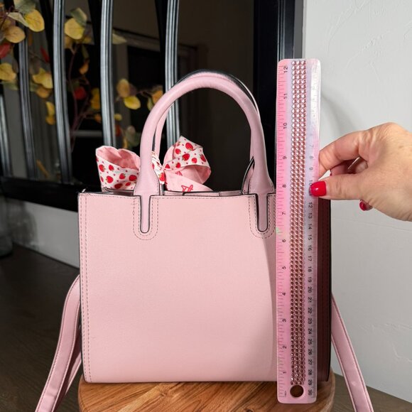 Pink Faux Leather Top Handle Satchel with Strawberry Twilly & Coin Purse Charm - Picture 15 of 15